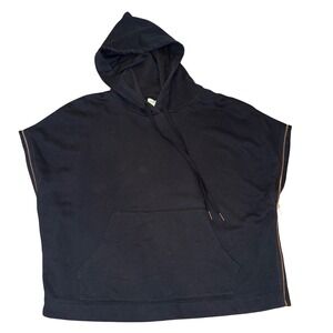 EVEREVE Black Sleeveless Hoodie Zipper Side Pocket Size M sweatshirt goth adjust